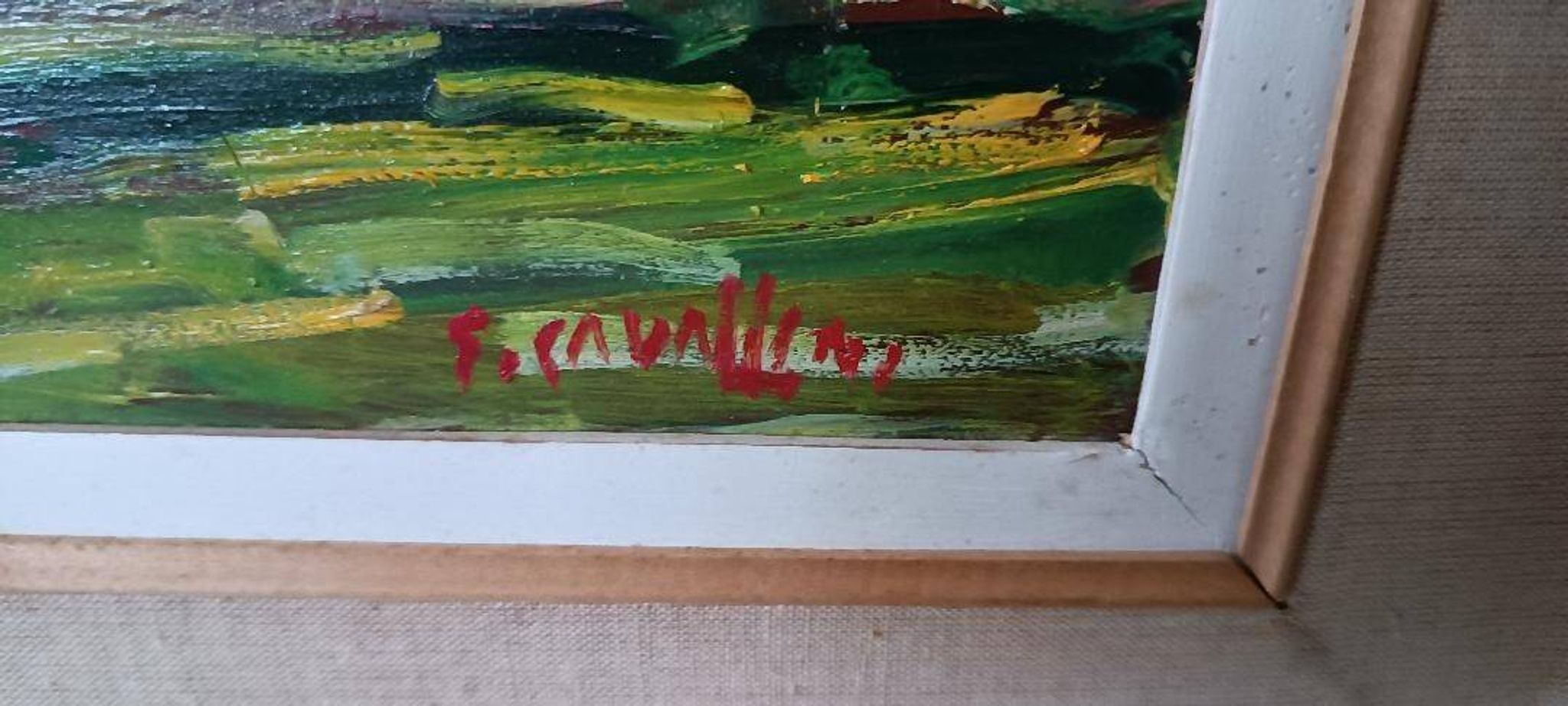 Landscape oil on panel Giuseppe Cavallini (Livorno 1916-2000) Villa Fabbricotti