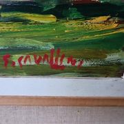 Landscape oil on panel Giuseppe Cavallini (Livorno 1916-2000) Villa Fabbricotti