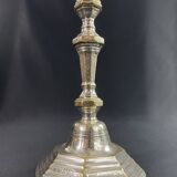 18th century Regency candlestick in silvered bronze with chiseled floral decoration