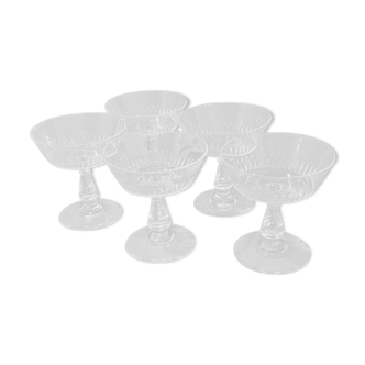 5 crystal champagne glasses
