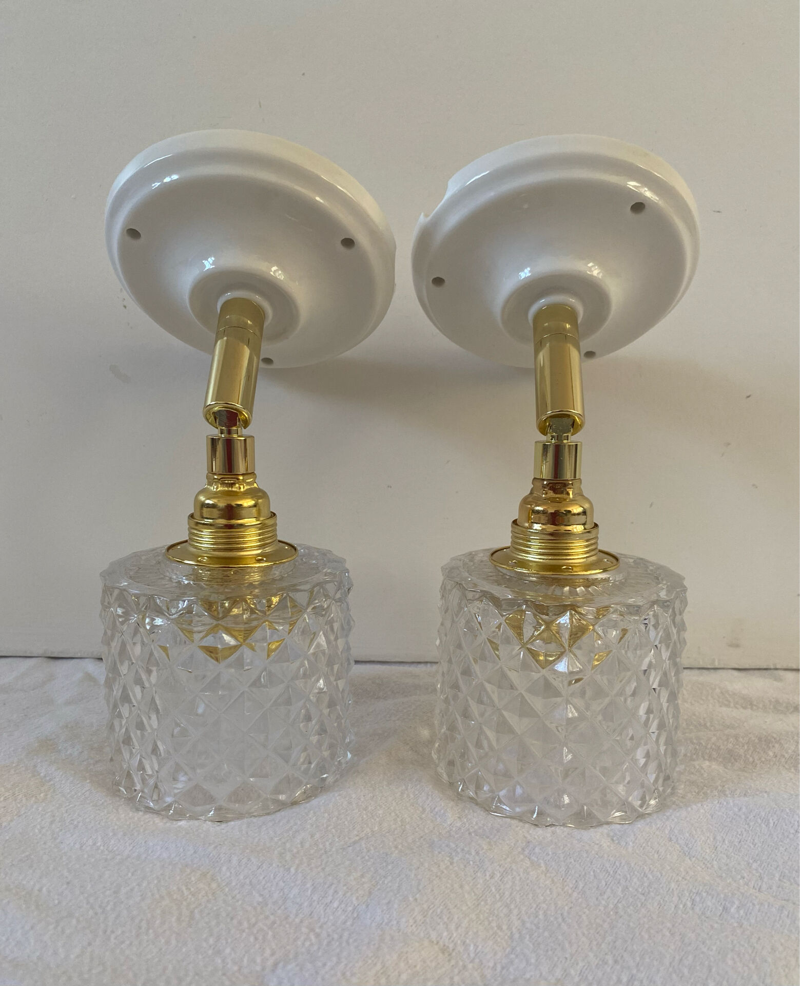 Pair of vintage glass globe wall sconces