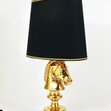 Sculptural Hollywood Regency table lamp in the shape of a horse from the 1970s.