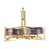 Lustre en verre et structure doré Gaetano Sciolari 1970