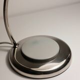 Rare lampe de bureau vintage, lampe de table RDA bleu clair chromé