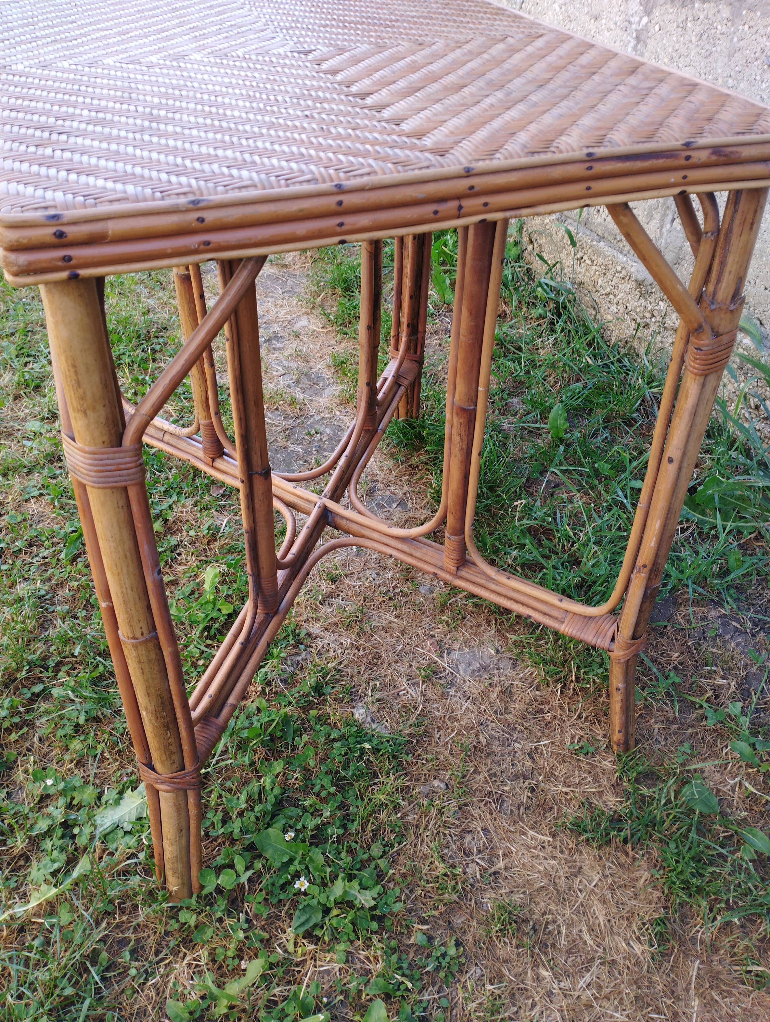Old rattan table