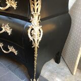 Chest of drawers "tomb" patinated black regency style