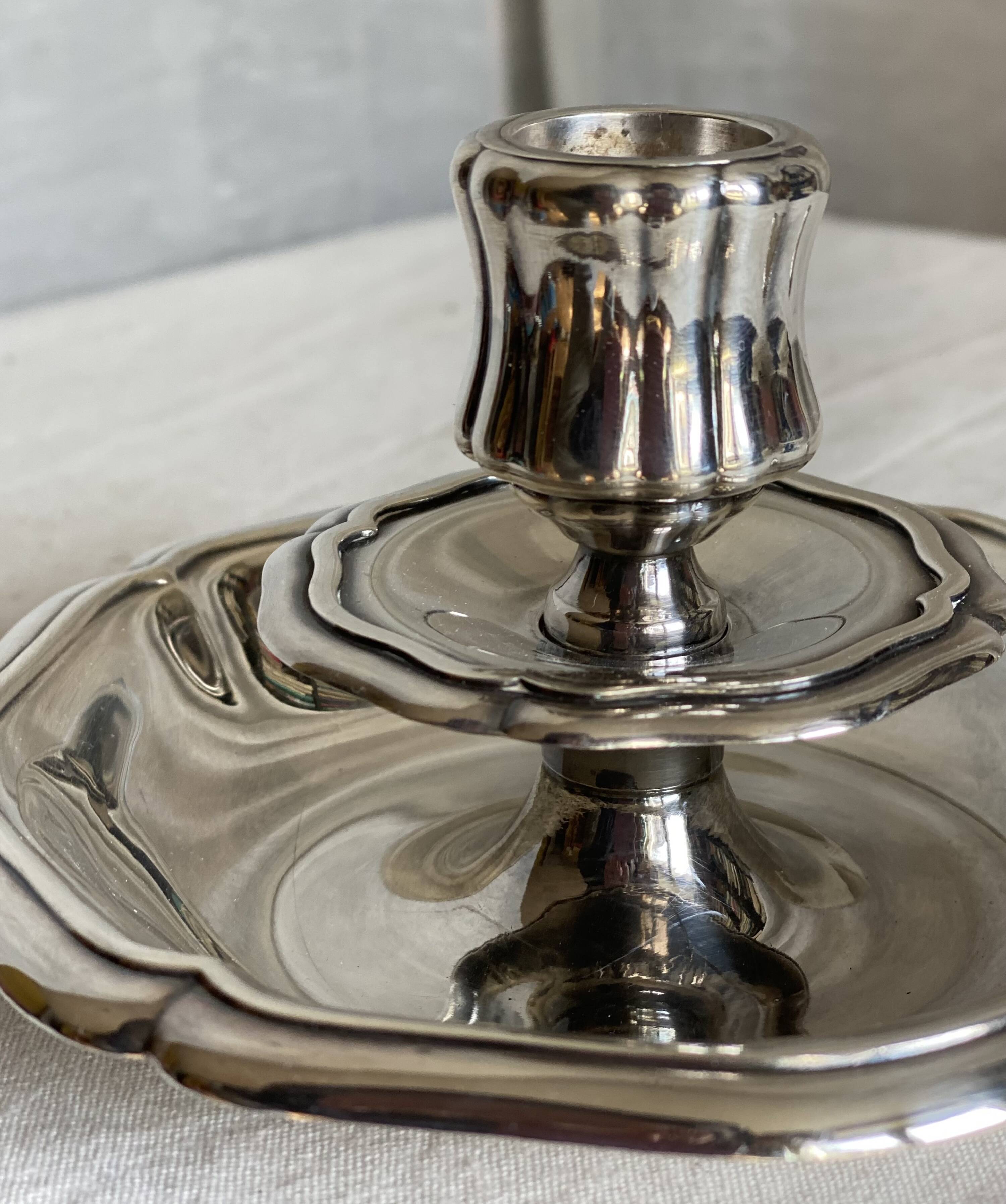Silver-plated hand candlestick in the Louis XV style