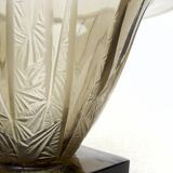 Coupe Art Déco en verre fumé à motifs géométriques