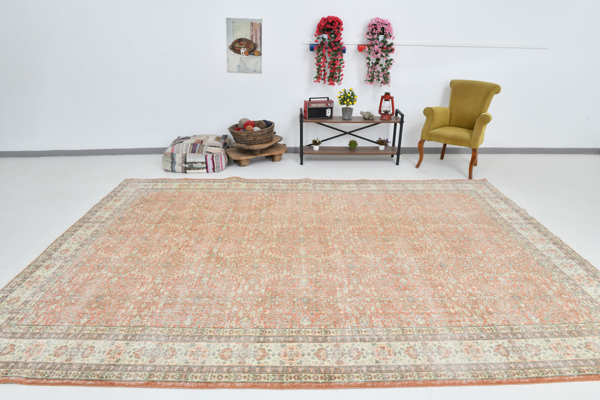 10x13 peach red oversized persian rug, 290x388cm