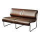 Two-seater canapé in steel and brown faux leather, Germany 1970.