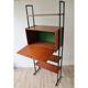 Bibliothèque vintage modulable avec étagères en bois et métal 1960