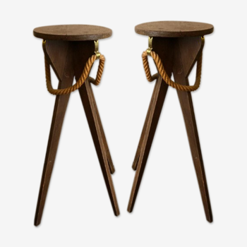 Pair of high-footed compass stools