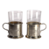 Set of 2 antique metal-rimmed tea glasses with handle, 5x7cm