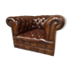 Fauteuil chesterfield marron capitonné
