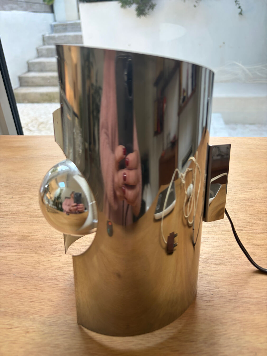 Vintage wall light, stainless steel, Space Age