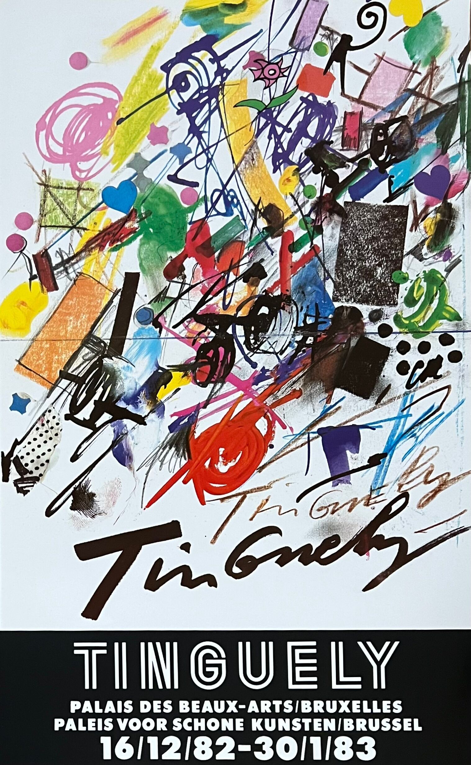 Jean TINGUELY 51925-1991) Large Original Poster Palais des Beaux-Arts, Brussels, 1982