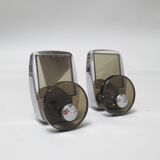 Paire de patères en verre et chrome années 1970