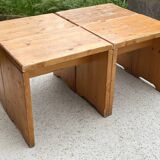Ensemble table basse et 4 tabourets les arcs 1800 sélectionnés par  Charlotte Perriand