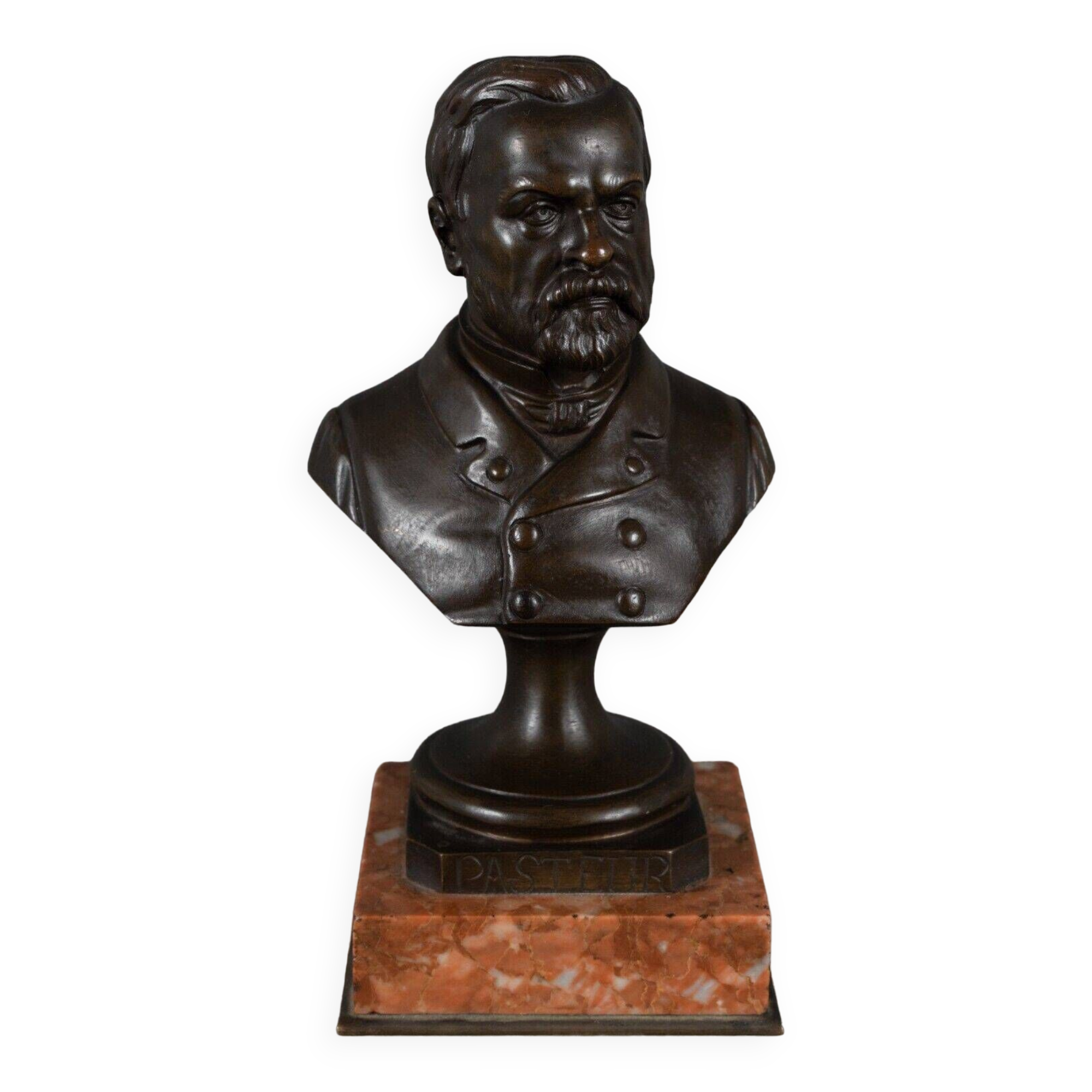 Bronze bust of Pasteur 19th century with chocolate patina on marble base