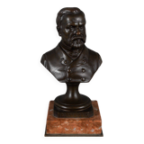 Bronze bust of Pasteur 19th century with chocolate patina on marble base