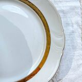 6 Vintage White and Gold Porcelain Dinner Plates Limoge France ADP "Ariane" - Elegant Antique French Tableware