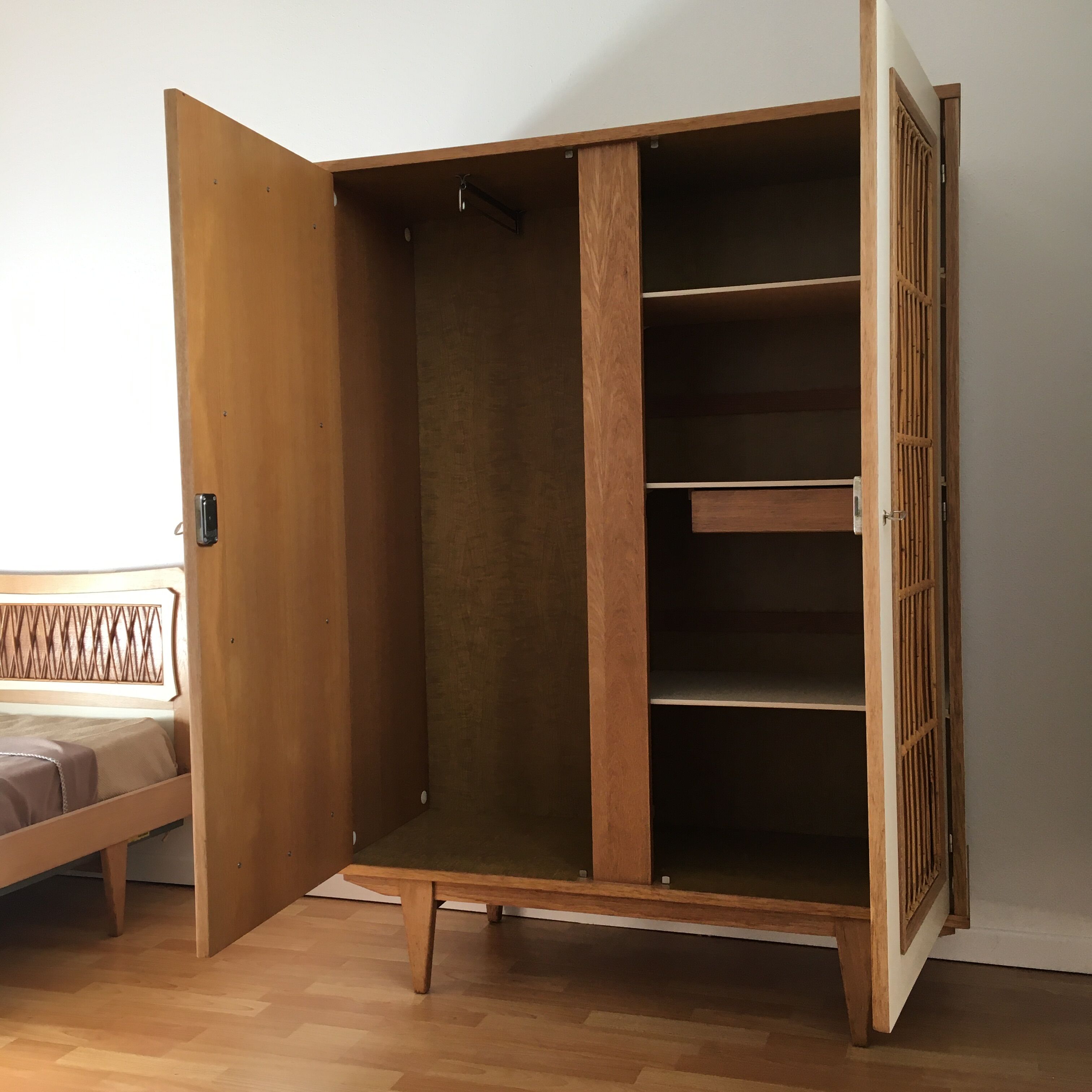 Wood and rattan cabinet