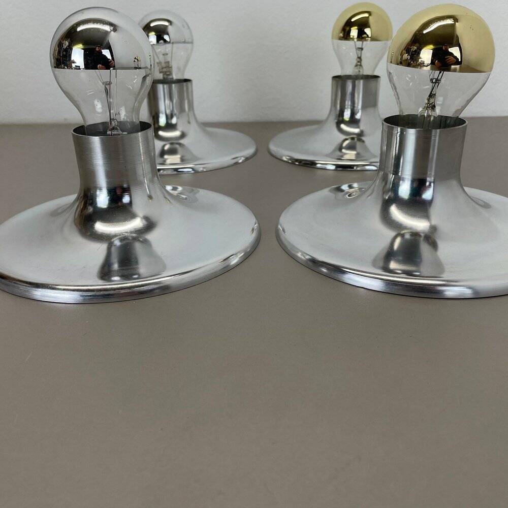 Silver disc wall lamps by Charlotte Perriand, Germany, 1970s, set of 4
