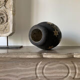 Wooden vase with flower pattern