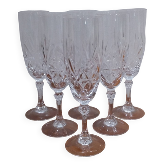 Very Pretty Box of 6 Deauville Flutes in JG Durand Crystal