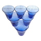 6 verres en verre bullé bleu