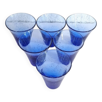 6 Bubble Glass Blue Glasses