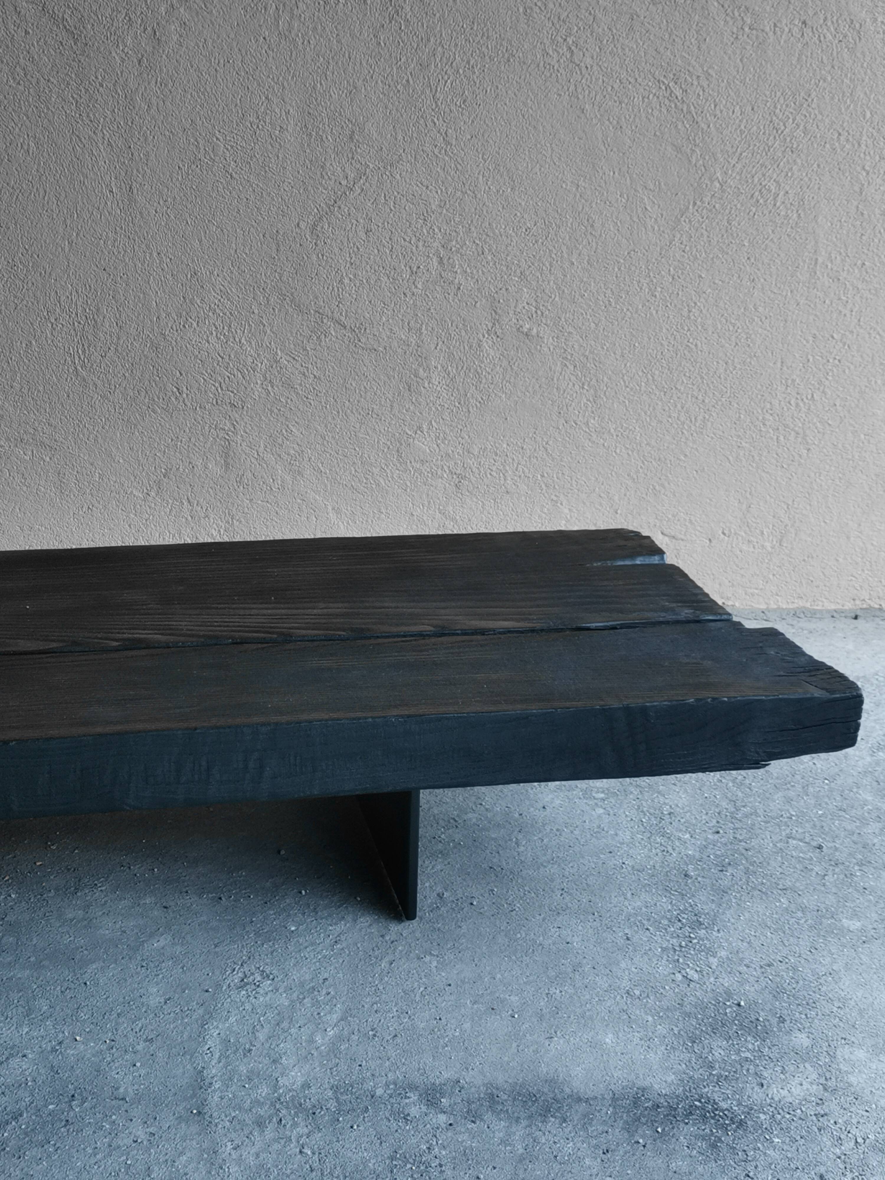 Wabi-sabi burnt wood coffee table