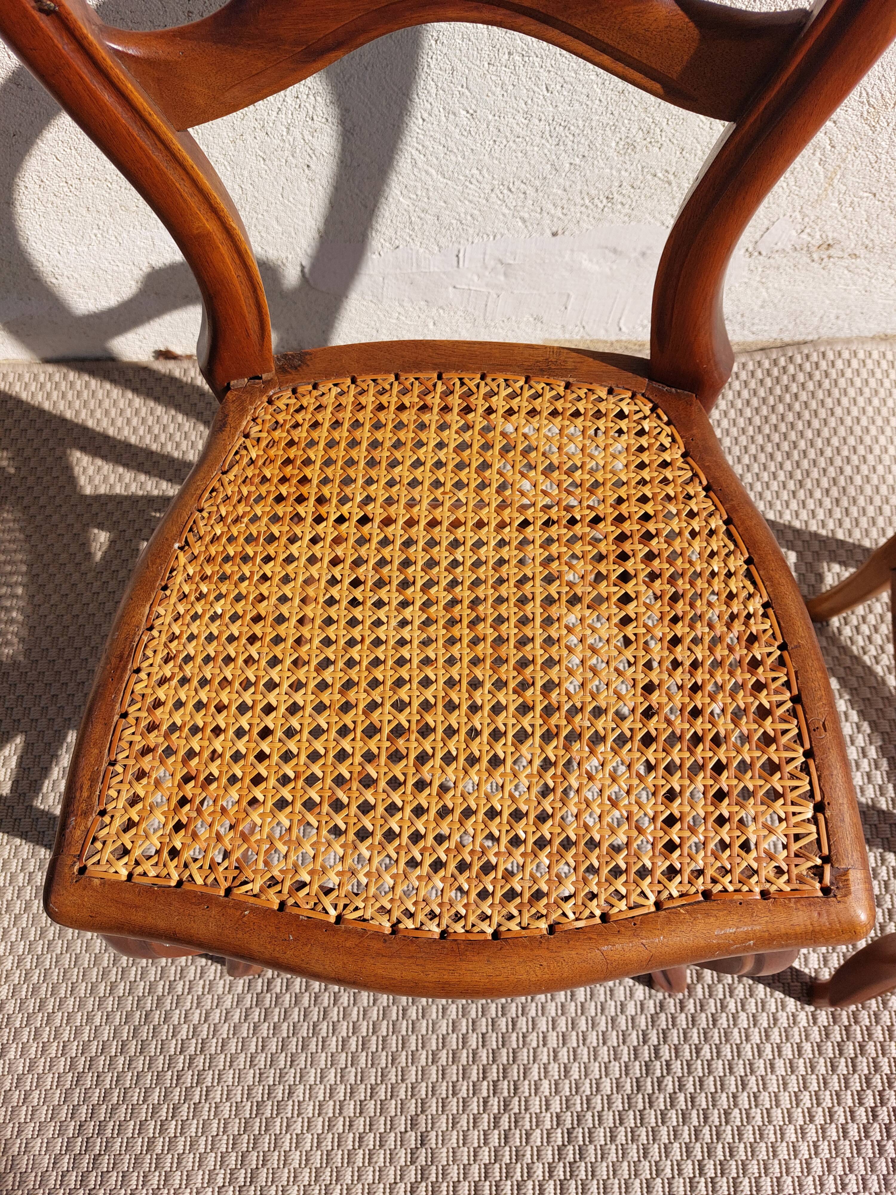 pair of Art Nouveau chairs, cane and faux leather