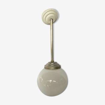 Metal and opaline hanging lamp