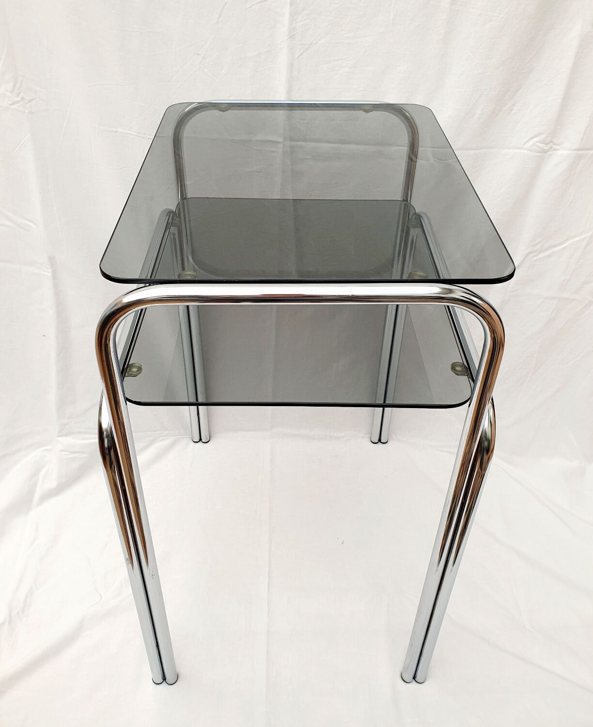 Design console 70 metal chromed smoked glass
