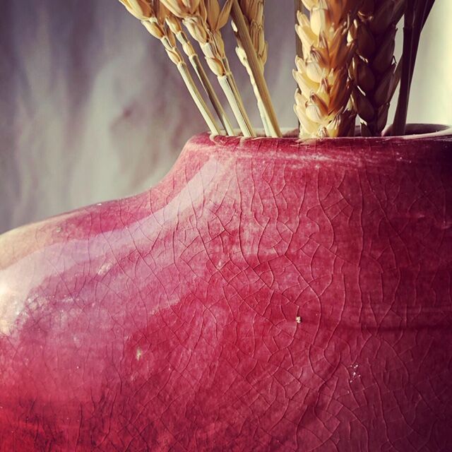 Old pink enamelled vase