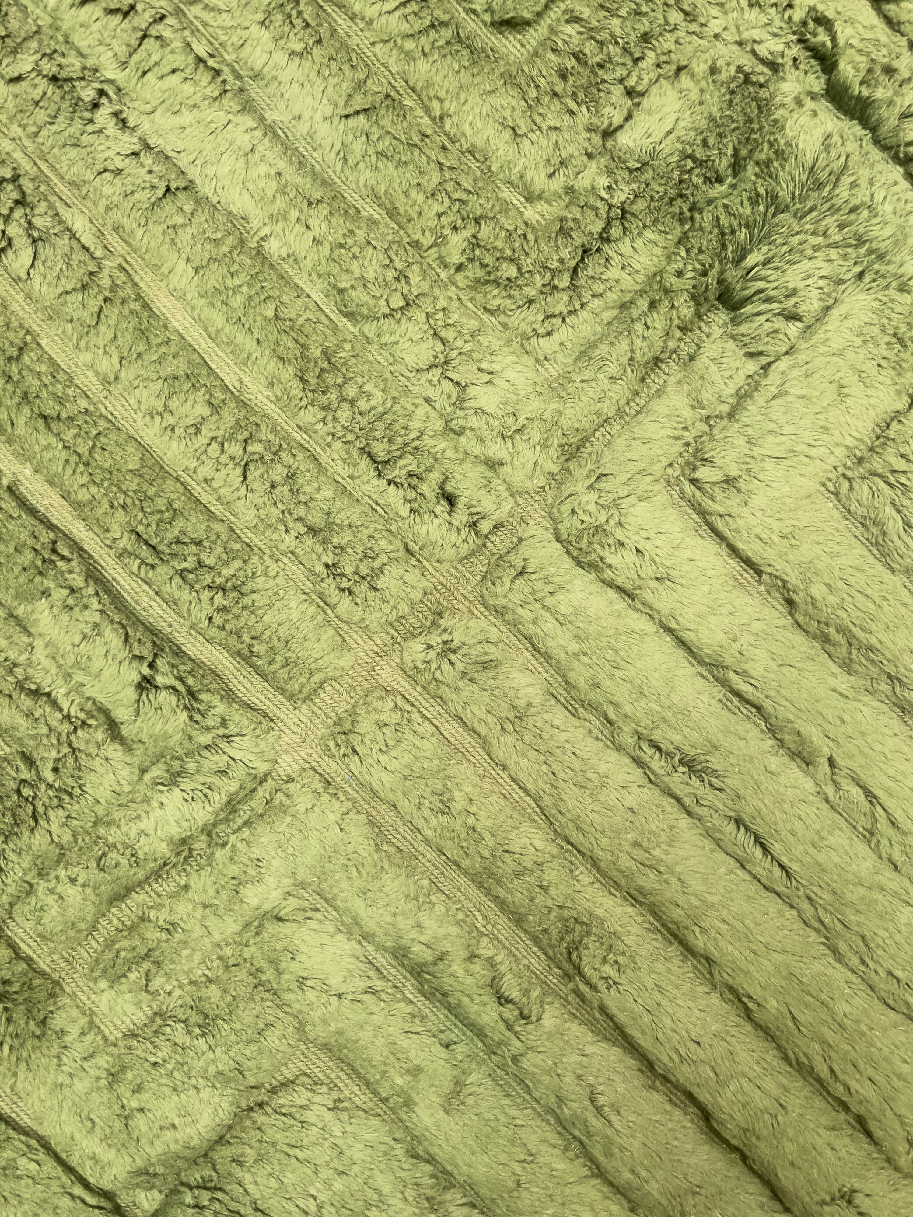 Moroccan Berber rug, Beni Ouarain, khaki green, 3.02 x 2.12 m