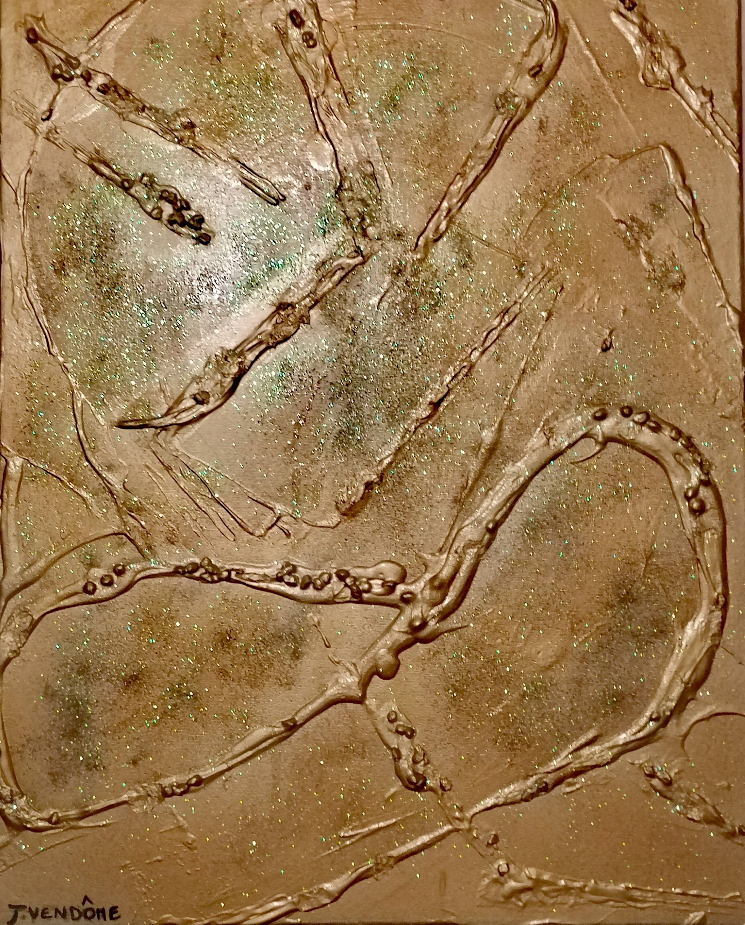 GOLD LOLLIPOP - J.VENDÔME - Unique contemporary abstract painting