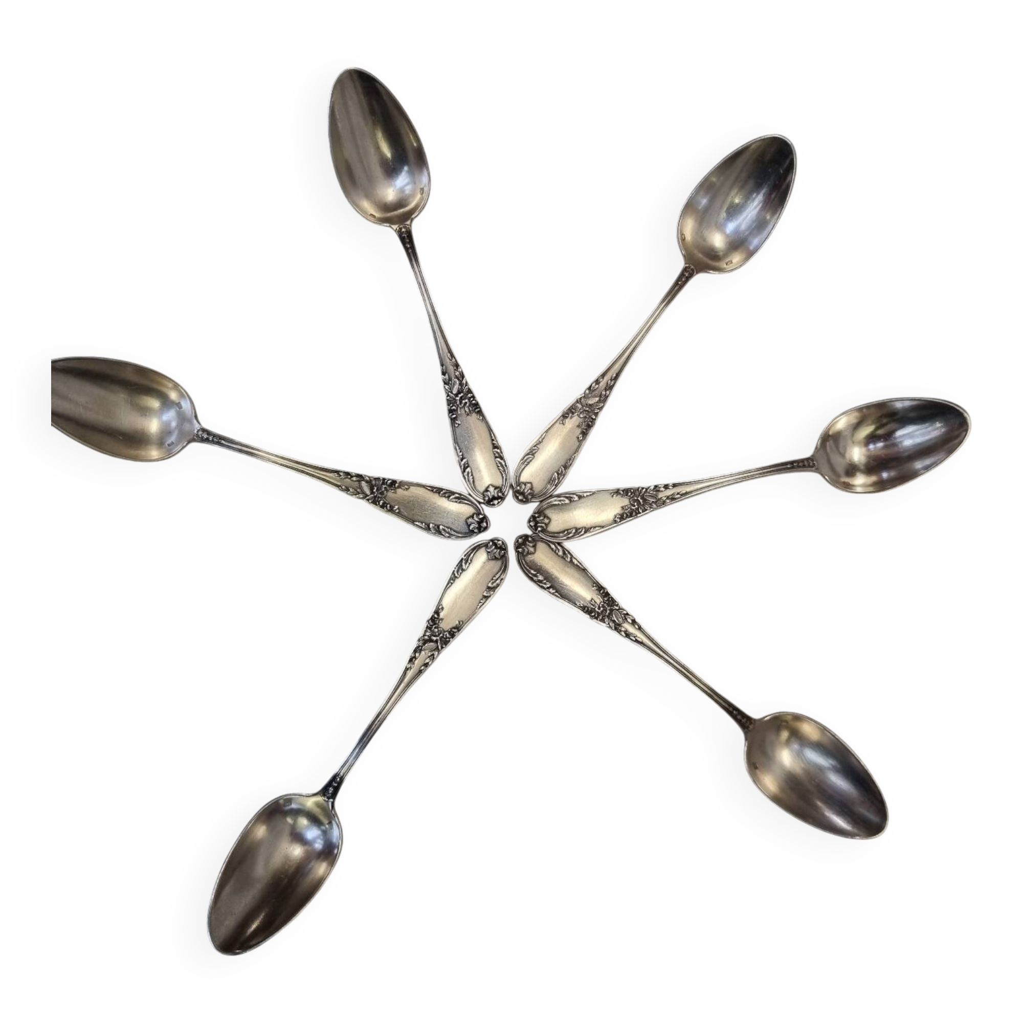 6 Art Deco silver teaspoons