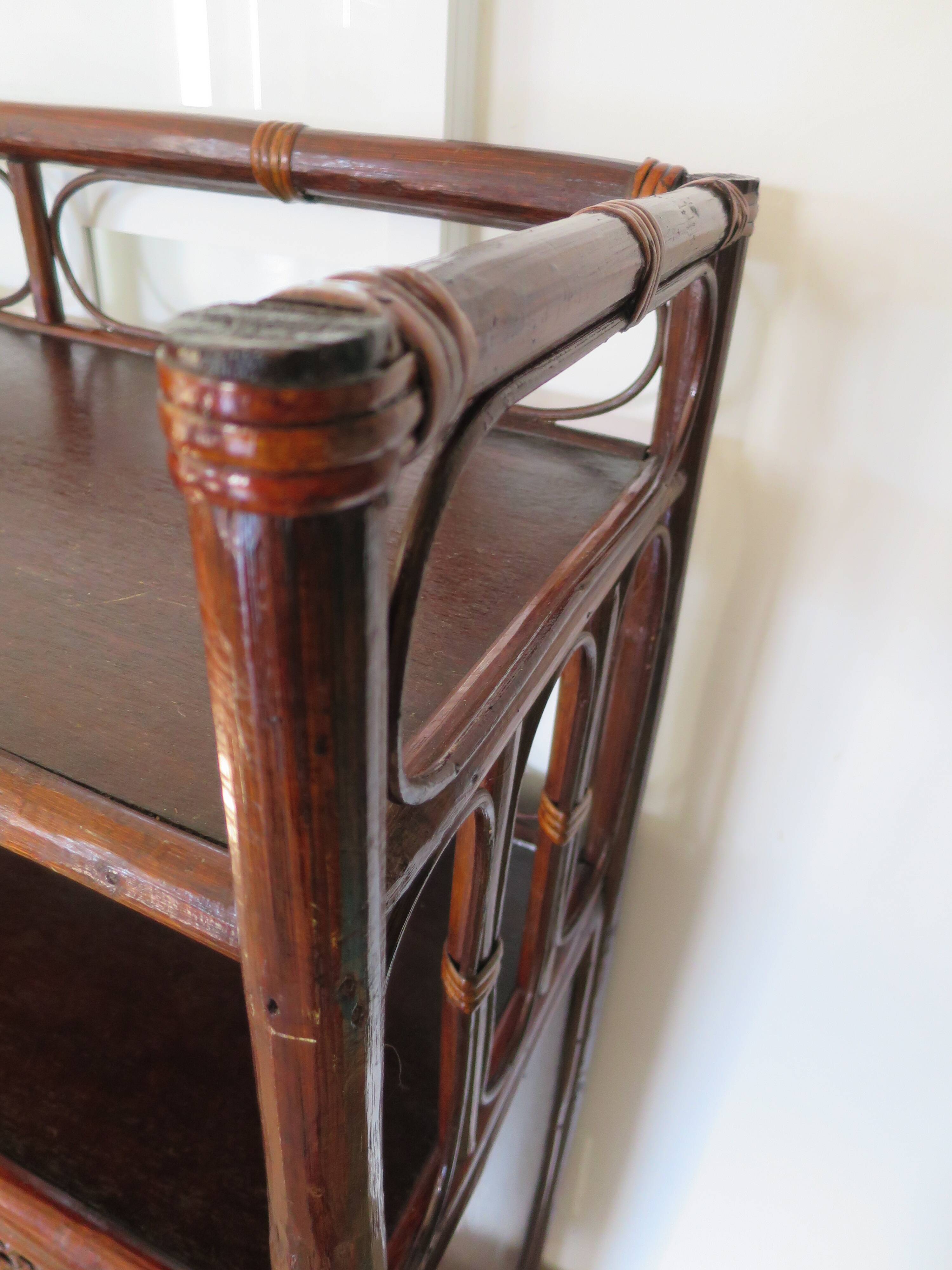 Support buffet bibus woven rattan 2 doors in caning - vintage 60s/70s