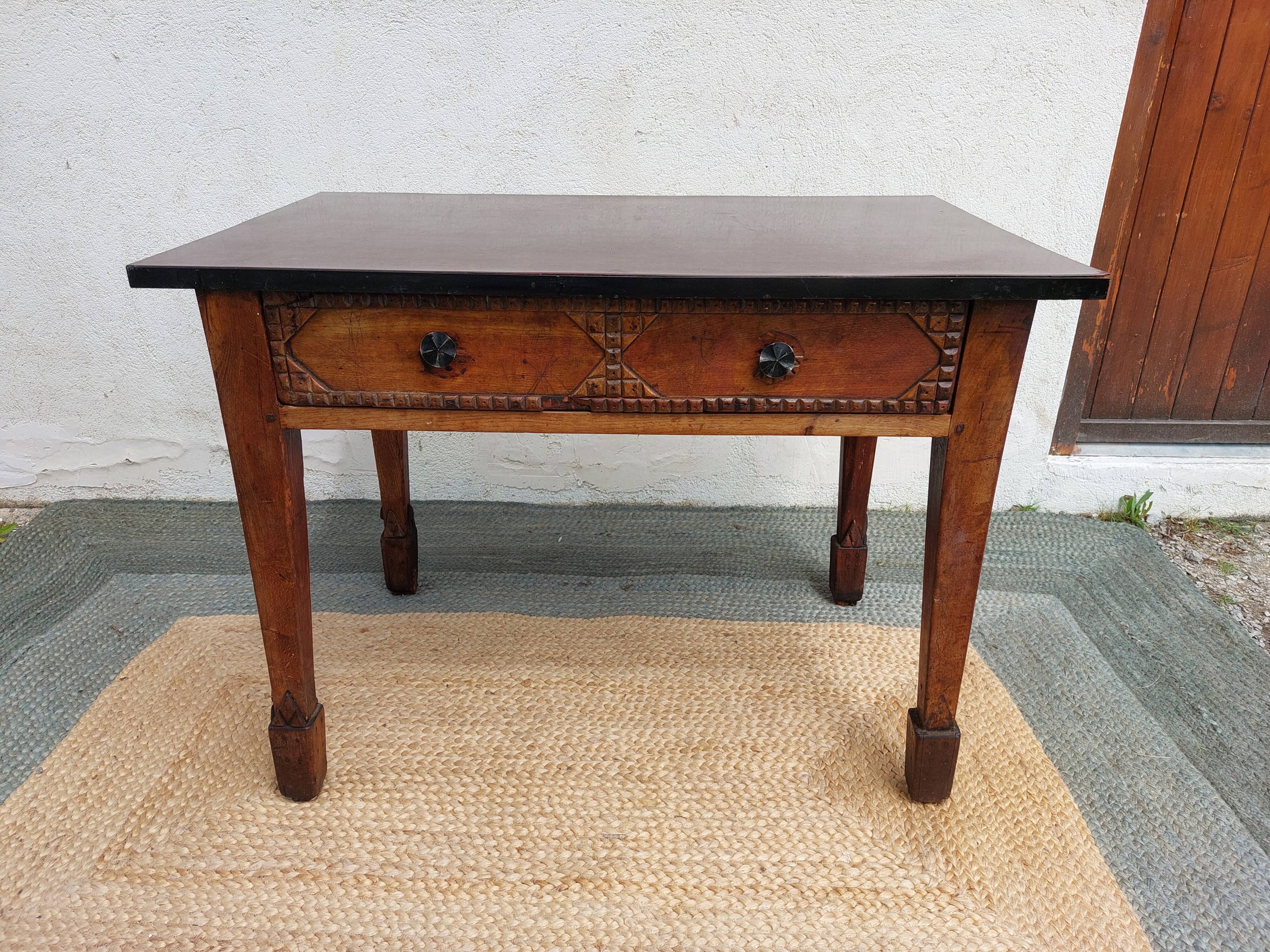 brutalist wooden table
