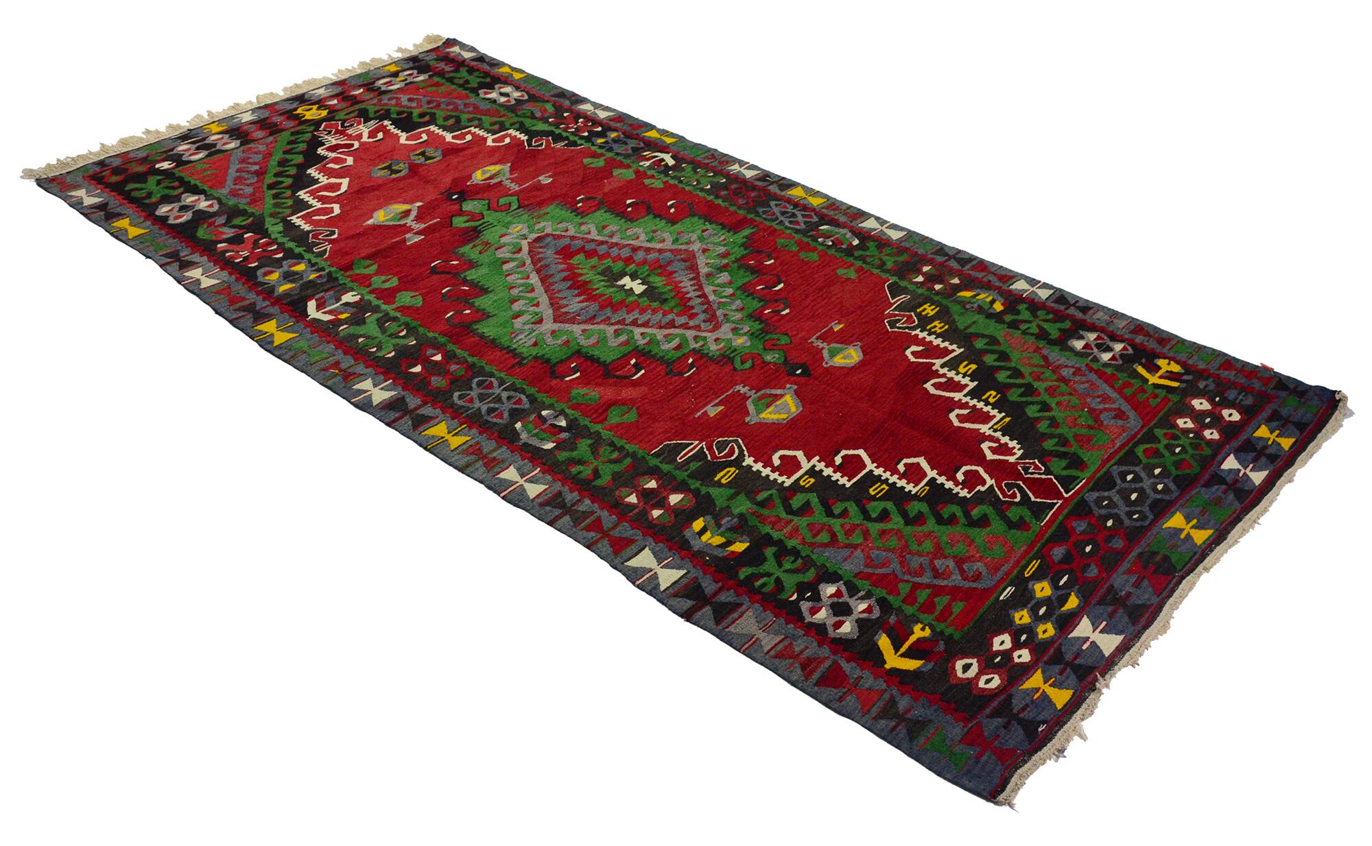 Grand Kilim Turc Yoruk Vintage 158x342 cm Geometrique Tisse Main