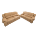 Set of 2 Beige 2/3 Seater Sofas - Classic/Club Style