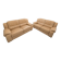 Set of 2 Beige 2/3 Seater Sofas - Classic/Club Style