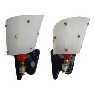 Pair of vintage 50s rockabilly wall lights