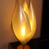 Floral lamp brass flower Laurent Rougier 1970