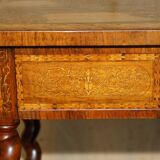 William & Mary antique marquetry drawer desk in Seaweed style.