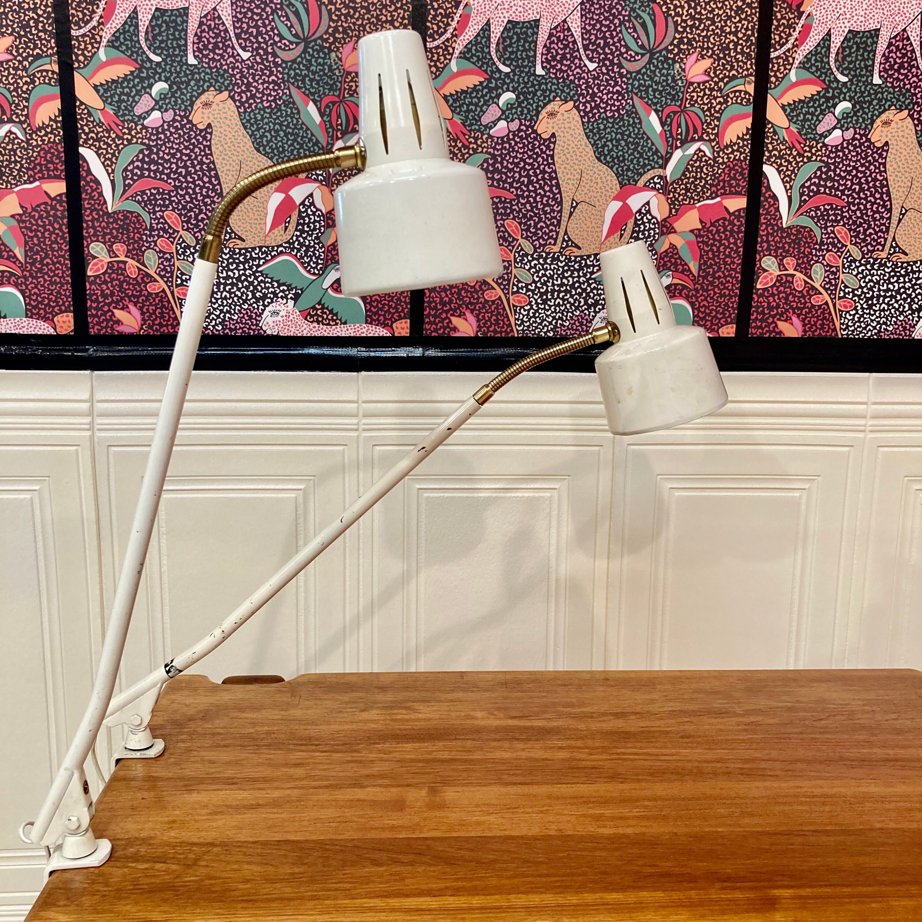 Pair of large industrial lamps 1950.