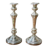 Pair of silver-plated metal candlesticks from the early 20th century