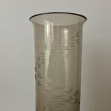 Smoked cut glass vase octagonal base